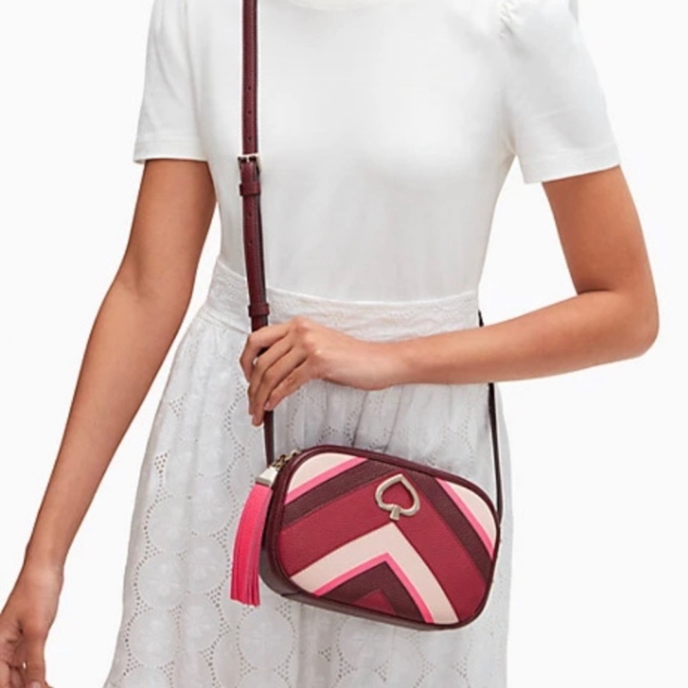 Kate Spade Kourtney chevron camera crossbody NWT